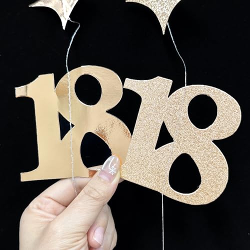 Image of Glitter Champagne 18th Bow Birthday Decorations Champagne Conquette Bow Garland Streamer Banner Backdrop for Girls Happy 18th Birthday Time to Adult Cheers to 18 Years Old Anniversary Party Supplies