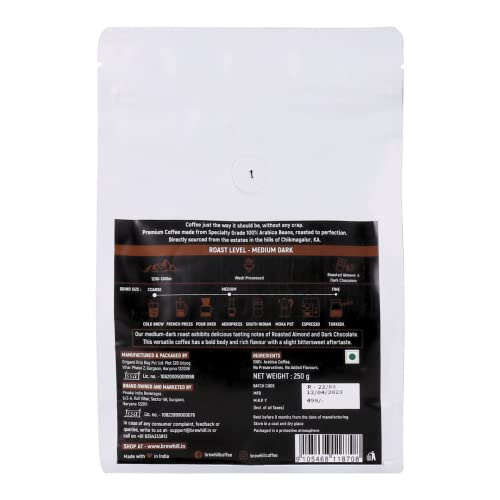 Image of Brewhill Coffee | Medium-Dark Roast (Whole Bean) | Made with 100% Specialty Grade Arabica Coffee Beans, Bag (500)