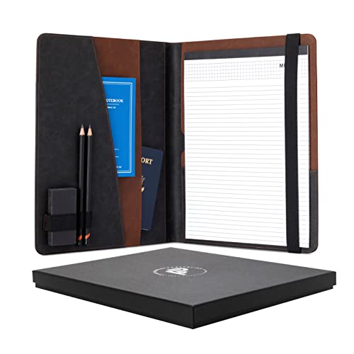 Forevermore Portfolio/Padfolio/Professional Interview Resume Folder/Document Organizer With Refillable Letter Size Writing Pad/Business Gift (Brown) #TOP1