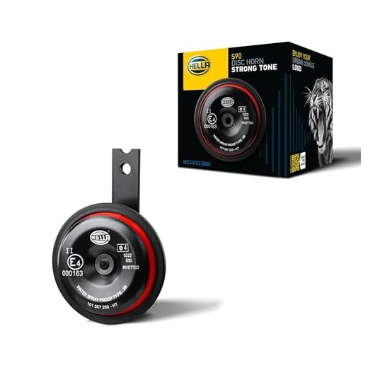 HELLA Clacson - HELLA STYLE HORN S90 - 12V - 111dB(A) - Gamma frequenze: 415Hz - Tono alto - elettrico - ECE - Colore alloggiamento/sede: rosso/nero - Attacco piatto ad innesto - 3AL 922 000-951