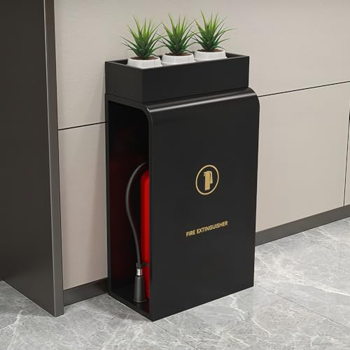 Fire Extinguisher Storage Cabinet, Durable and Weatherproof Holder for Indoor and Outdoor Safety, Secures Two Extinguishers for Emergency Readiness in Commercial (Black)