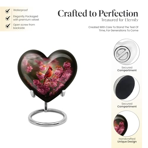 Image of Cardinal Bird Urn - Small Burial Urn for Ashes for Women - Decorative Urns for Cremation - Mini Cremation Urns - 3 Inch