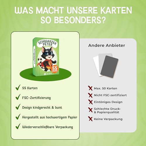 LIKARTO® Schwarzer Peter Kartenspiel für Kinder ab 4 Jahren, 55 Karten – Ansicht 6
