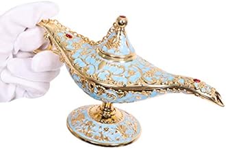 Gusnilo Vintage Aladdin Magic Lamp Genie Collector's Edition/Wedding Table Decoration,Collectable Rare Classic Arabian Props Aladdin Pot & Delicate Gift for Party/Birthday(Golden Lake Blue)