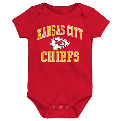 Image of Outerstuff NFL Newborn & Infants 0-24 Months Official Team Classic Heart & Soul Onesie Bodysuit Creeper Romper (3/6 Months, Kansas City Chiefs - Red)