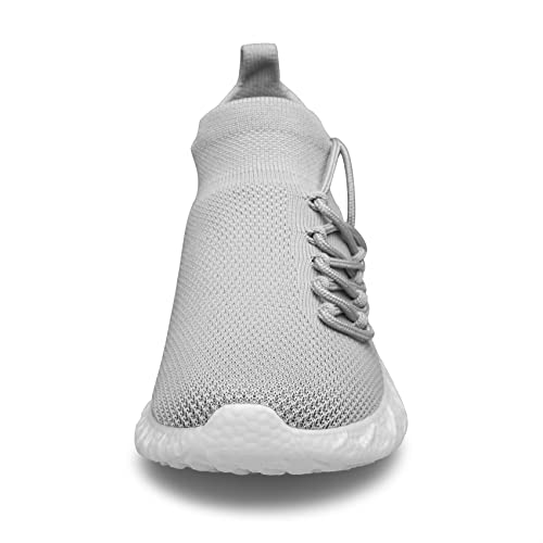 Women's Walking Shoes Sock Sneakers Slip On Mesh Sport Running Shoes Casual Lightweight Shoes for Gym Work Jogging Light Grey Size 9.54