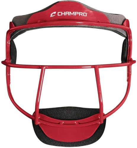 CHAMPRO womens The Grill Defensive Fielder's Protective Steel Frame Softball Face Mask , Scarlet, Adult