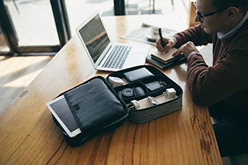 bagsmart Kieszenie na kable, dwuwarstwowa torba elektroniczna podróżna na kable, ładowarkę, iPada, iPada Air, tablet do 10,5 cala, adapter, mysz, karty SD (szare)