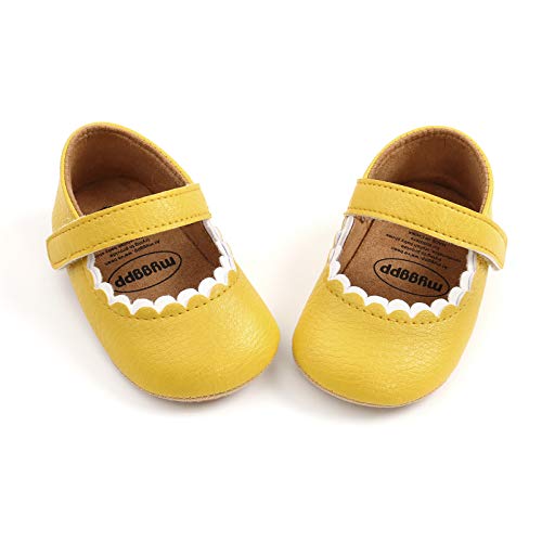 Baby Girls Mary Jane Flats Non-Slip Soft Rubber Sole Floral Princess Dress Crib Shoes For Toddler First Walkers 6-12 Months Infant #TOP4