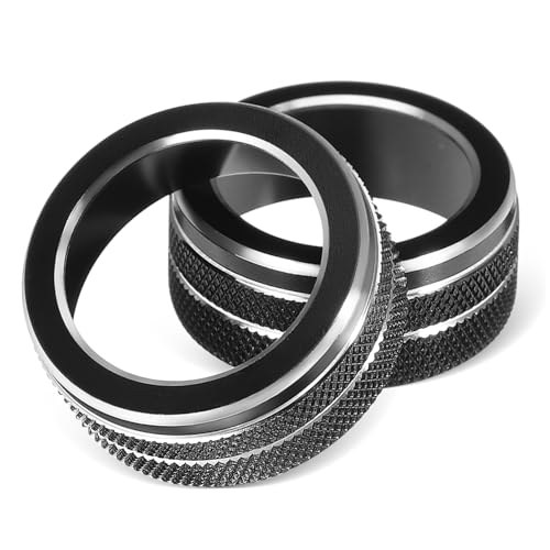 SHINEOFI 2 Pièces Lot de 2 Caches-Boutons de Climatisation en Alliage d'Aluminium Noir, Accessoires Intérieurs Auto Compatibles avec Modèle de Voiture, Protection Antidérapante pour