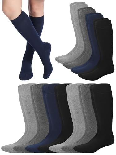 Shihanee 12 Pairs Knee High Socks - Warm, Thick, Long, Dress, Casual, Winter Over the Calf Socks for Men