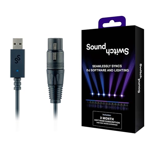 SoundSwitch DMX Micro Interface - interfaz de USB a DMX ultra compacta con 3 meses de acceso gratuito al software SoundSwitch para crear y personalizar espectáculos y escenas de luz