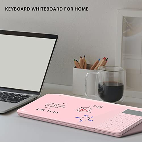 Towon Pink Desktop Whiteboard With Mirror & Basic Calculator, Deskboard Buddy Organizers With Accessories For Office, Home, School Supplies, Storage With Glass Dry Erase Board Surface, 18'' X 6'' #TOP5