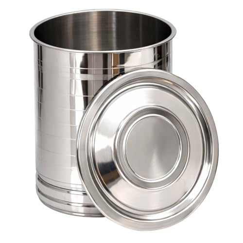 Image of ODAR Stainless Steel Atta Tanki with Lid - Heavy Duty Flour Storage Container | Atta Drum /Pawali /Box | Rust Proof Kitchen Storage (Medium)