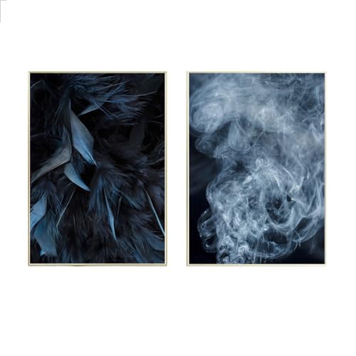 Affiche Plumes Fumées minimaliste nordique en toile 30x50cm x2 sans cadre pour salon