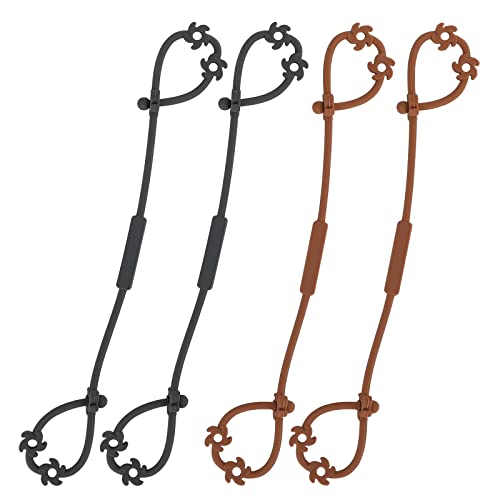 Image of Toy Safety Straps, Food Grade Silicone Pacifier Clips Sippy Cup Strap Stretchable Adjustable for Strollers, High Chair, Cribs, Hanging Baskets, 4 Pack (Clay x2 / Dark Grey x2)