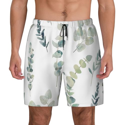 Maillot de bain homme imprimé feuilles d'eucalyptus short plage