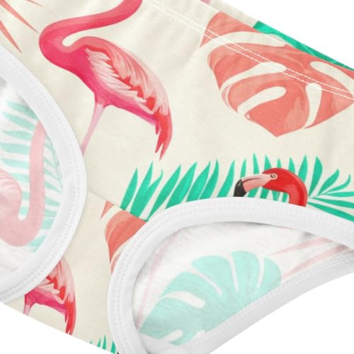 Cotton Toddler Underwear Floral Pink Flamingos Tropical Leaves Beige Panties Little Girl Flower Undies Kids Briefs 2t4