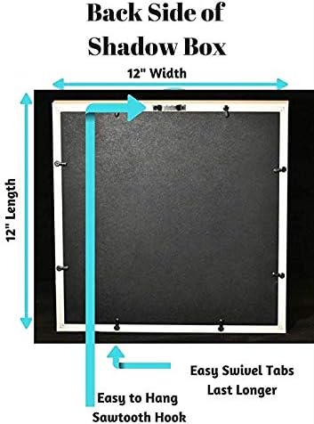 Miniatura 6 de Tasse Verre Caja de sombra negra de 12 x 12 pulgadas (paquete de 2) marco con fondo de lino y 16 pasadores de palo, marco de fotos listo para