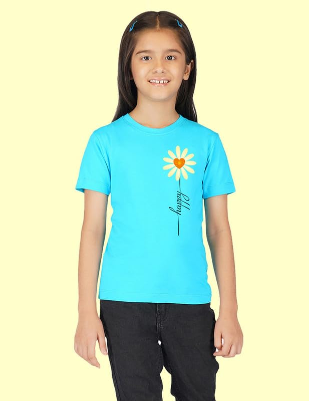 Image of Nusyl Girls Half Sleeves T-Shirt for Kids | Cute Printed Casual Wear | Soft Cotton Blend | Comfortable Regular Fit | 2-16 Years | Multiple Colors & Pack Options