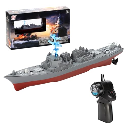 HUAJUN 2.4GHz Control remoto buque de guerra, pequeño buque de guerra juguete de agua de control remoto, modelo destructor, gran regalo para niños