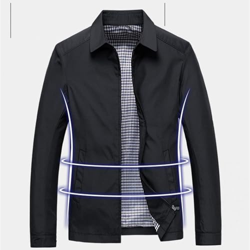 JEKE-DG Men's Lapel Full Zip Business Jacket Lightweight Solid Rugular Fit Jackets Casual Basic Spring Fall Jacket Coat2
