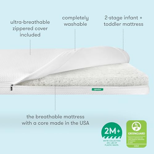 Image of Newton Baby Essential Crib Mattress, Breathable & Washable - White | Baby Crib Mattress, Breathable, Washable, Firm Support, All-Stages, Infant to Toddler, GREENGUARD Gold Certified