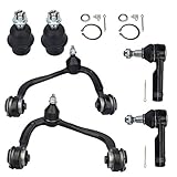 Front Upper Control Arm with Ball Joint + Outer Tie Rod Ends + Lower Ball Joint Replacement for Ford...