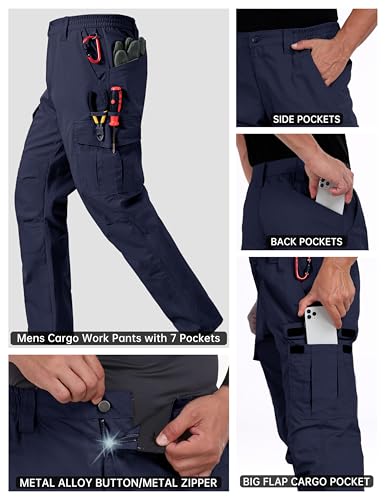 Image of CNBQDD Mens Work Pants Ripstop Waterproof Cargo Pants for Men with 7 Pockets Tactical Hiking Pants