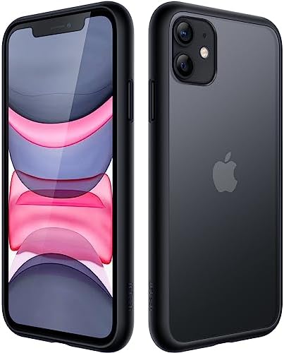 JETech Etui Matowe do iPhone 11 6,1 Cala, Odporny na Wstrząsy Ochrona Przed Upadkiem Klasy Wojskowej, Matte Case Półprzezroczysta Tylna Obudowa, Odporna Odciski Palców (Czarny)