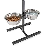Hundebar Fressnapf Höhenverstellbar deluxe für Welpen und grosse Hunde mit zwei Edelstahl-näpfen als Futternapf und Wasser-Napf