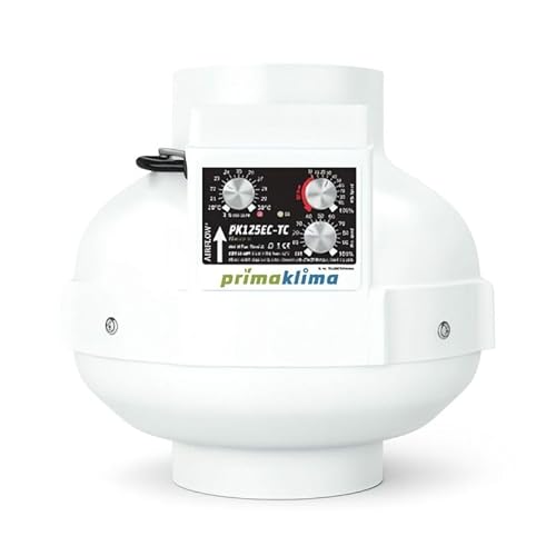 Weedness Grow Abluft Rohrlüfter Prima Klima Fan 250 mm EC-TC 0-1450 m³/h mit Temperatur- und Geschwindigkeitsregelung für Indoor Anbau