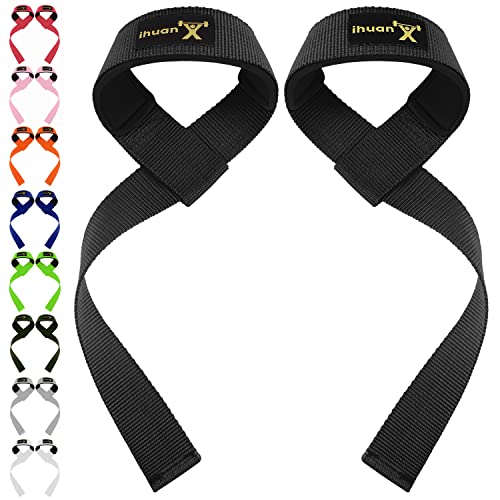 ihuan Wrist Straps for Weight Lifting – Lifting Straps for Weightlifting | Gym Wrist Wraps with Extra Hand Grips Support for Strength Training | Bodybuilding | Deadlifting