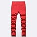 SUPBIRD Boy's Stylish Moto Biker Ripped Distressed Skinny Fit Stretch Fashion Denim Jeans Red 10