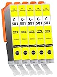 Supply Guy 5 Druckerpatronen XXL mit Chip kompatibel mit Canon CLI-581 Gelb für Pixma TR7500 TR7550 TR8500 TR8550 TS6100 TS6150 TS6151 TS6300 TS6350 TS8100 TS8150 TS8151 TS8152 TS8350 TS9150 TS9155