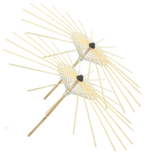 FOMIYES 2pcs Handmade Oiled Paper Umbrella Skeleton Diy Oil Paper Umbrella Parasol Wooden Frame Vintage Umbrella Making Accessories 82CM