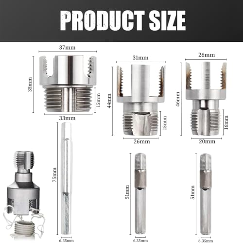 3 Pcs Internal & External Pipe Threading Tool, Function Pipe Thread Cutting Tool for 1/2" & 3/4"& 1" PVC/Plastic Pipes, Electric Drill Compatible Pipe Threader Kit for Home Repair by Haigou - Image 2