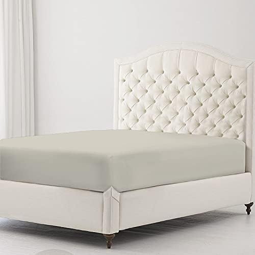 SW Swastha Linen King Fitted Bed Sheets 100% Organic Cotton, 300 Thread Count Fits Mattress Upto 17 Inches Deep Pocket Hotel Quality Luxury Soft Bedding 1 Piece Sateen Sheet - Ivory