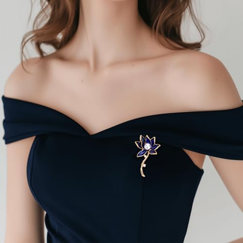 Image of wynameleri Women Brooches and Pins Flower Fashion Rhinestone Pin Gold Decorative Pins for Ladies Men