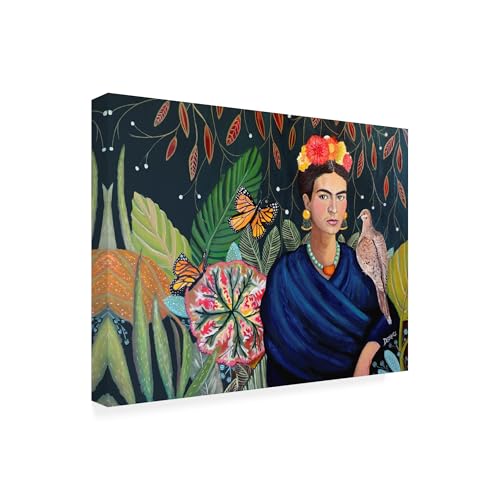 Wrapped Canvas Wall Art - Sylvie Demers 'Frida A Casa Azul Revisitated' Wall Art for Living Room, Bedroom, or Office Décor - 35x47
