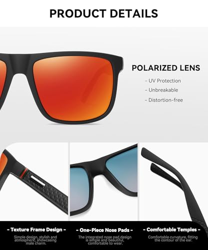 Polarized sunglasses for men/women; light frame; HD pilot lenses; Golf/driving/fishing/travel Eyewear4