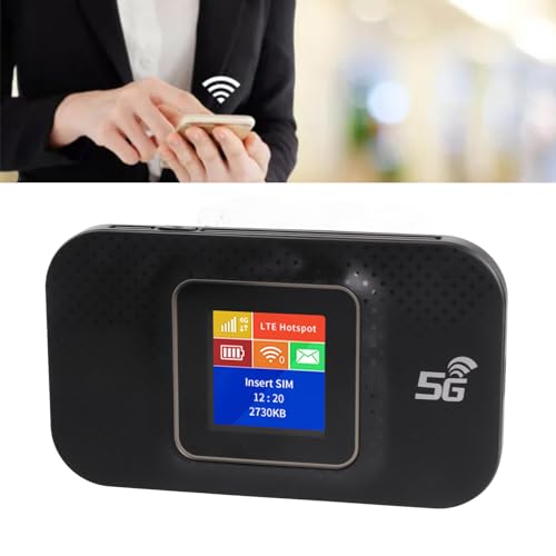 Image of Mobile WiFi Hotspot Router 4G Portable WiFi 1.44in Color Screen Mobile Hotspot Router with Micro SIM Card Slot for Phone Tablet Laptop (Black)
