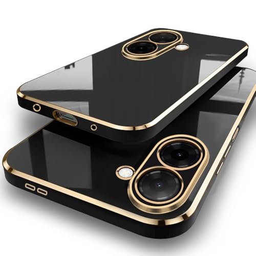 Image of TheGiftKart Luxurious Golden-Plated Back Cover Case for Poco C71 / Redmi A5 | Raised Lips for Camera & Screen Protection | Shockproof Design | Stylish Back Cover for Poco C71 / Redmi A5 (TPU, Black)