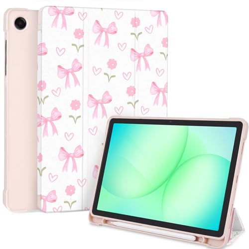 Coque Samsung A9/A11 Plus 11 pouces fleurs roses transparent avec veille auto