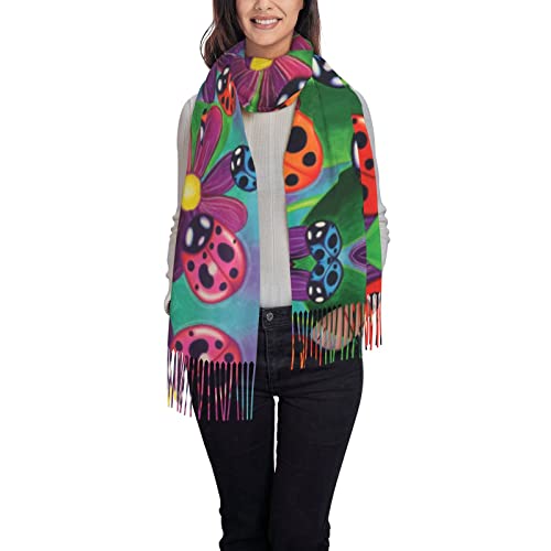 Châles à franges coccinelle colorée noir accessoire de créateur unique