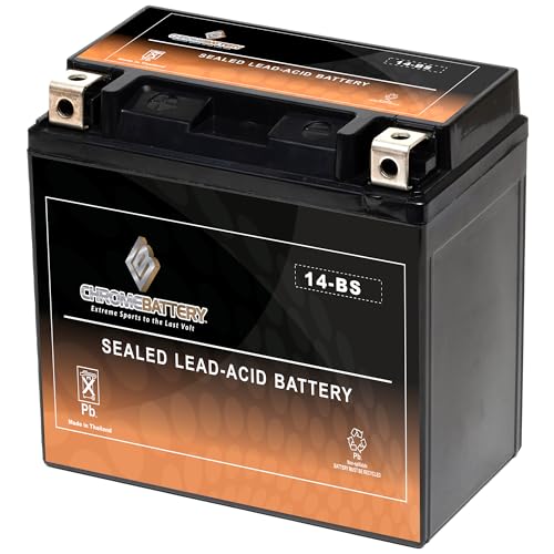 Image of CB CHROMEBATTERY YTX14-BS 200CCA ATV Battery- Rechargeable, Factory sealed, Replacement for Honda TRX 500 420 450 350 300 Rubicon Foreman Rancher
