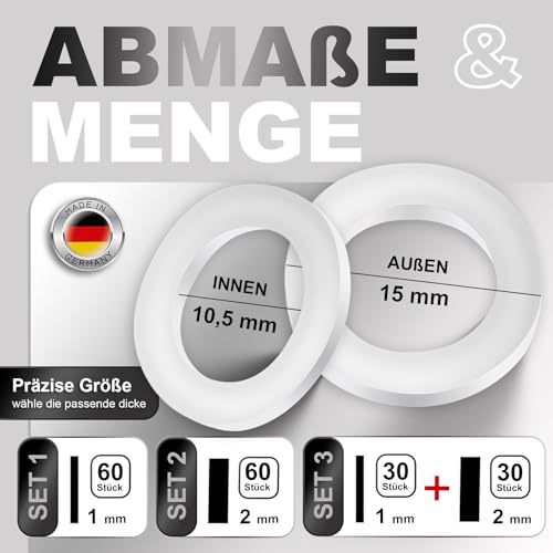 NIMA PARTS Fitschenringe – 60 Stück – Made in Germany – Unterlegscheiben für Zimmertüren (1mm + 2mm)