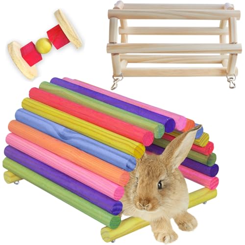 Kit Casinha Porta Feno e Brinquedo Para Mini Coelhos