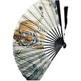 [ベルクート] 虎 扇子 メンズ 龍 ドラゴン 両面 和風 和柄 和 折りたたみ 折り畳み タッセル うちわ 団扇 軽量 大きいサイズ 大きい 大きめ いかつい 夏 祭り 祭 せんす プレゼント ギフト 縁起物 風水 青龍 白虎 成人式 24cm 1141343-F-d89