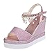 Imagen de riou Sandalias Mujer Plataforma Esparto Verano Casual Alpargatas de Cuña Plateau Moda Punta Abierta Boca de pez Comercio Exterior Sandalias de Estilo Romano